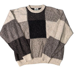Mens VTG 417 by Van Heusen Crewneck Sweater XL Patchwork Wool blend Speckle USA